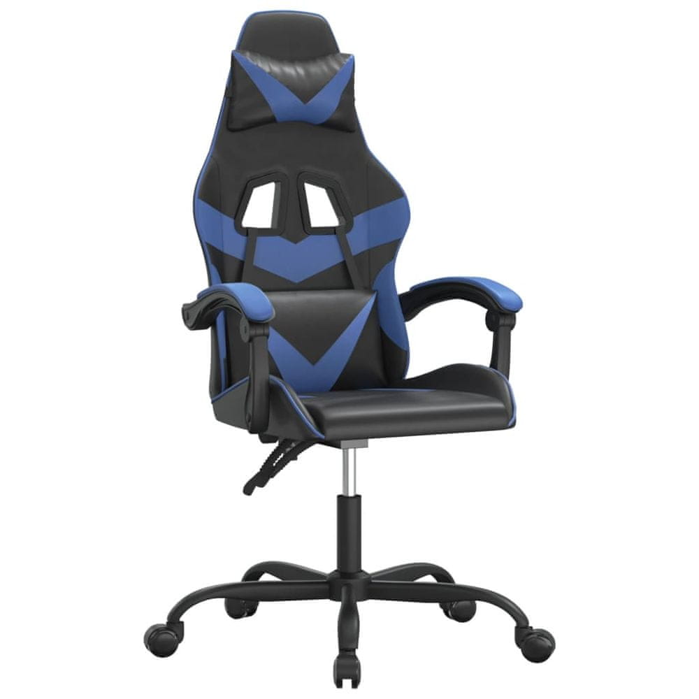 Vidaxl Otočná herná stolička čierna a modrá umelá koža
